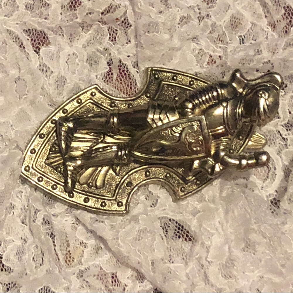 Vintage medieval knight in armour paper clip, 70s , heavy plastic- gently used
